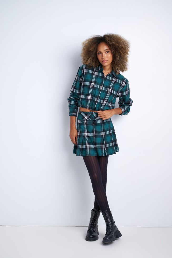 Plaid skirt with leggings hotsell