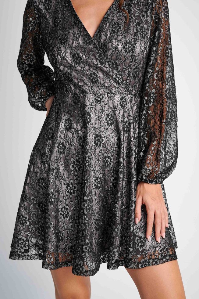 FLORAL LACE DRESS - BLACK