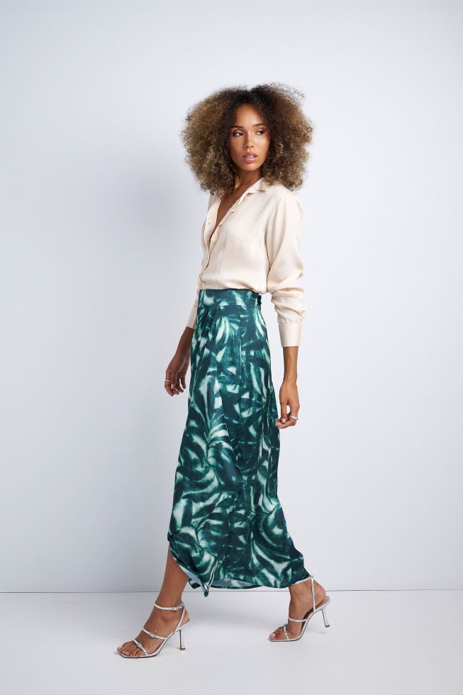 Maxi skirt in tropical print Green attrattivo