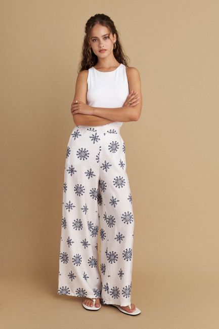 Printed trousers - White