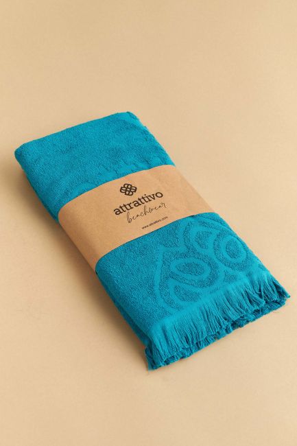 Cotton beach towel with logo - Petrol