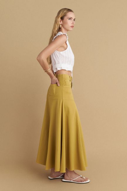 Long skirt with seams - Yellow