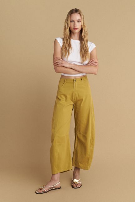 Cotton pants with seams - Yellow