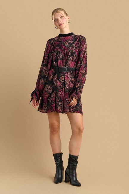 Detailed mini floral dress - Multicolor