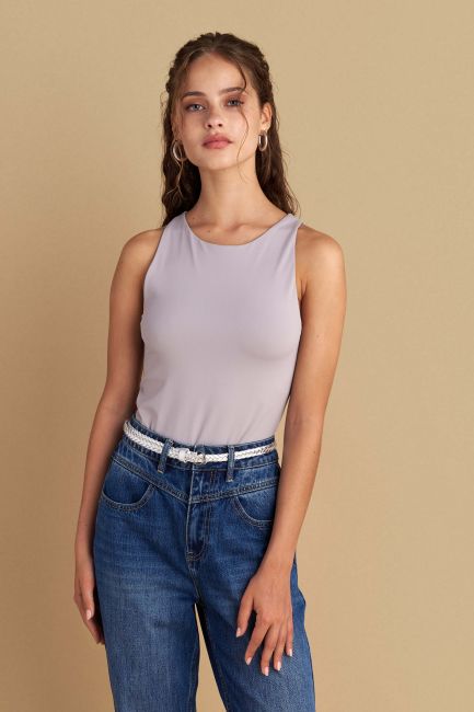 Elastic bodysuit in monochrome - Silver