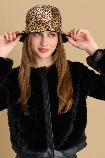 Velvet bucket hat in leopard print - Animal print