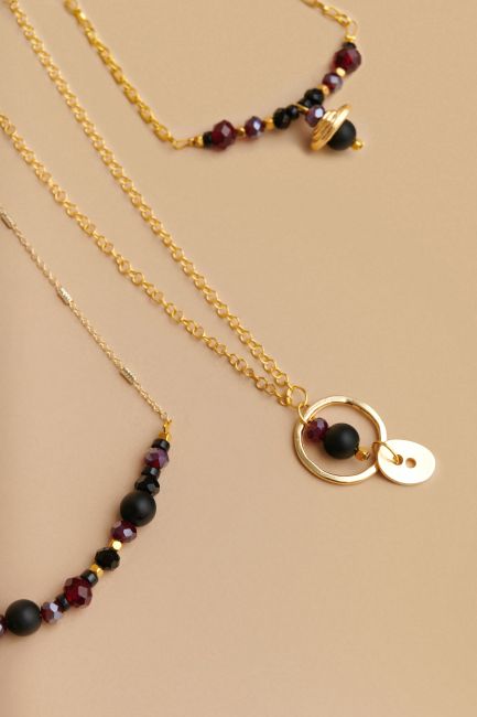 Three-layered element necklace - Gold