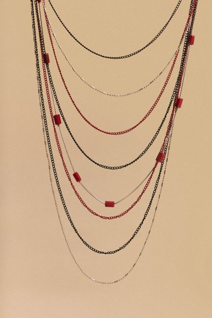 Maxi multiple-row necklace - Multicolor