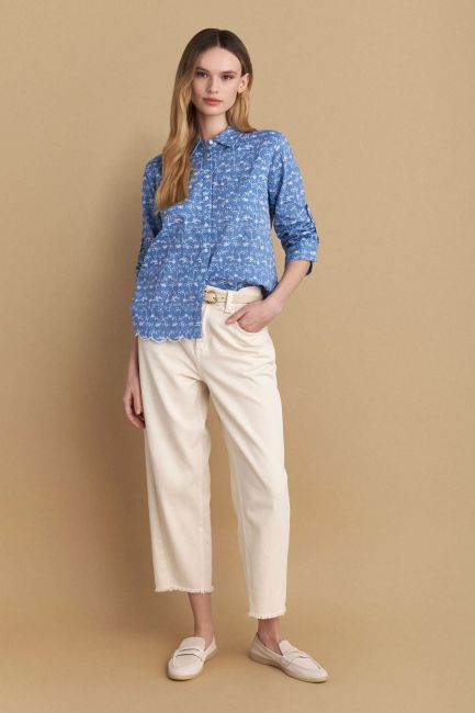 Embroidered detail shirt - Light blue