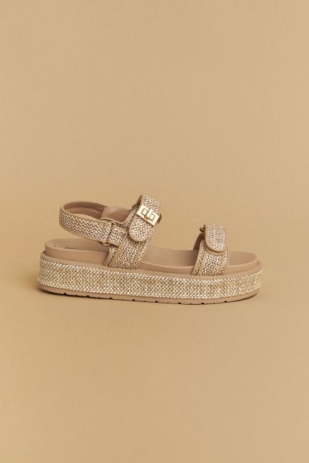 Flat straw sandal - Beige