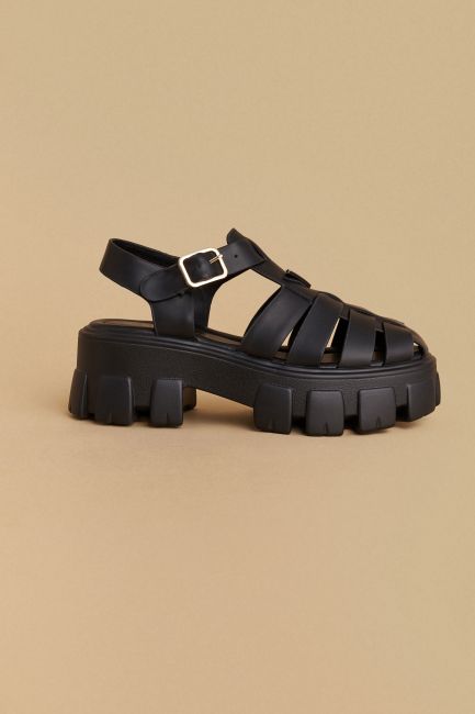 Leather chunky sandal - Black