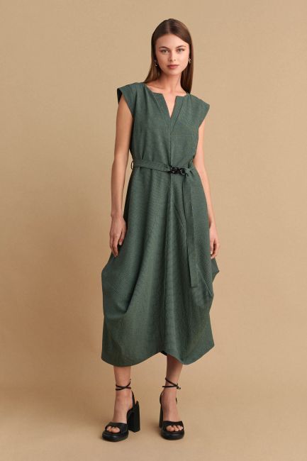 Maxi waffle dress - Light khaki