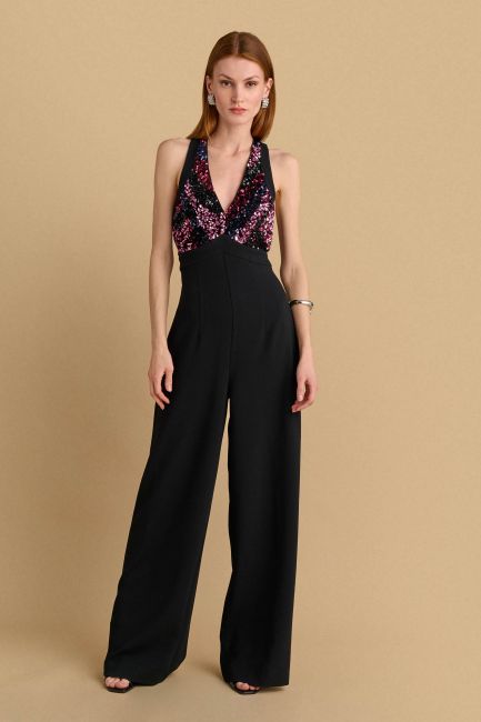 Multicolored-sequined jumpsuit - Black