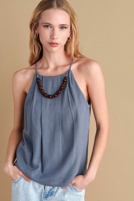 Top with jewel detail - Greyblue