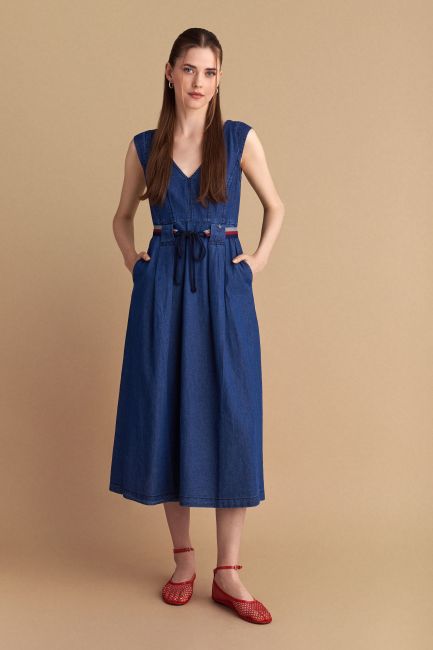 Maxi dress in denim effect - Blue