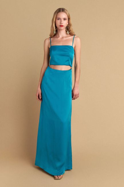 Satin texture dress - Emerald