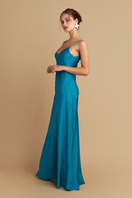 Satin texture maxi dress - Emerald
