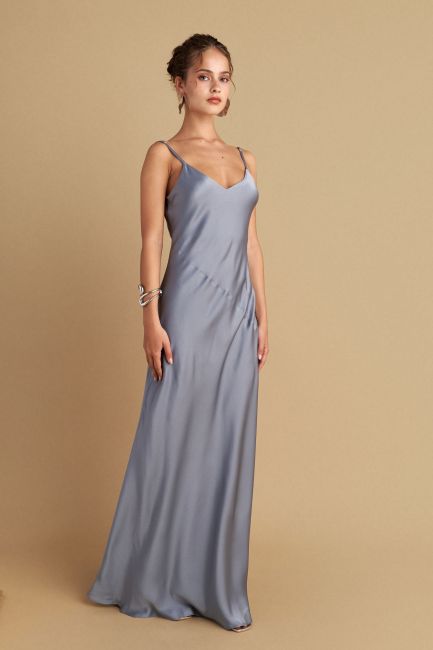 Satin texture maxi dress - Silver