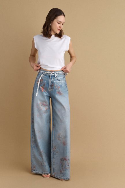 Jean wide leg shiny - Jeans
