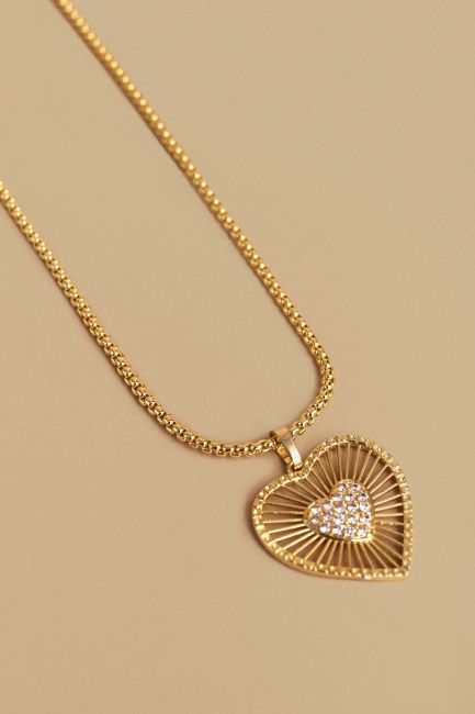 Heart-shaped pendant necklace - Gold