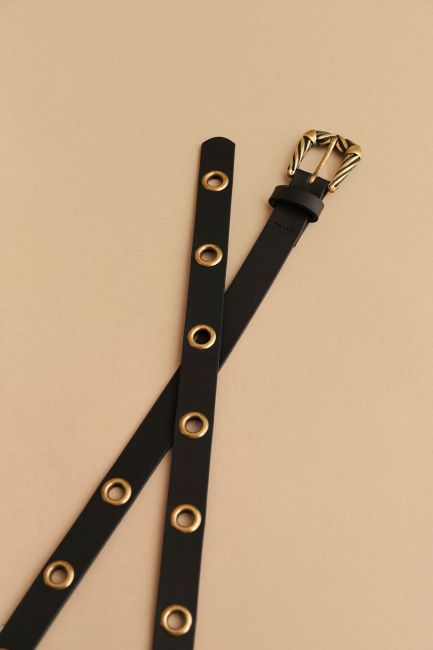 Gold detailed belt - Black