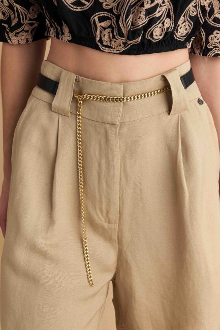 Gold chain belt - Black