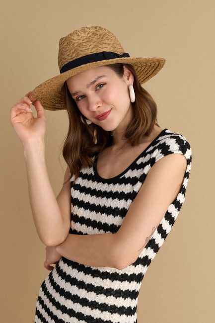 Ribbon straw hat - Natural