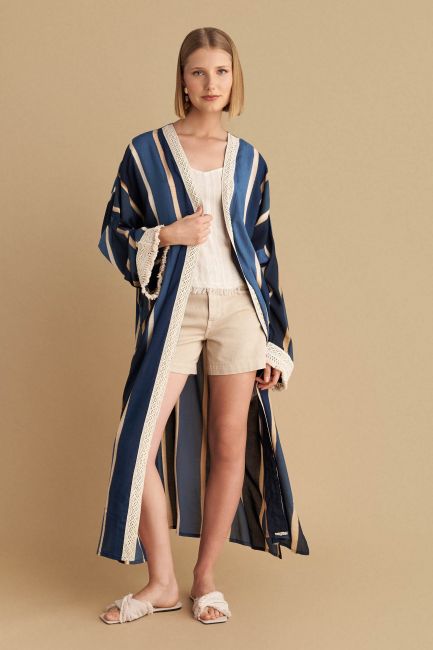 Long striped kimono - Multicolor