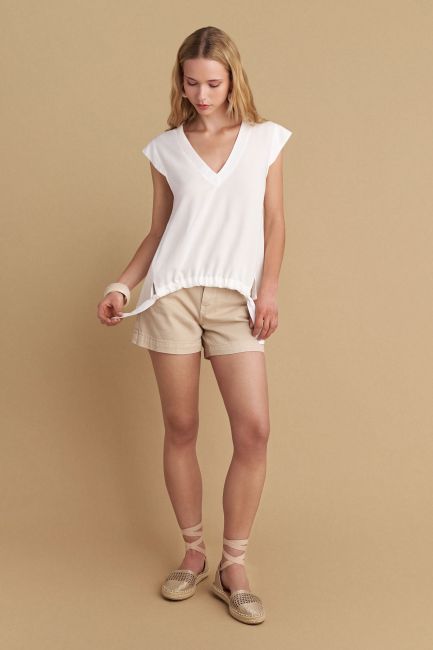 Top with front tie - Off white