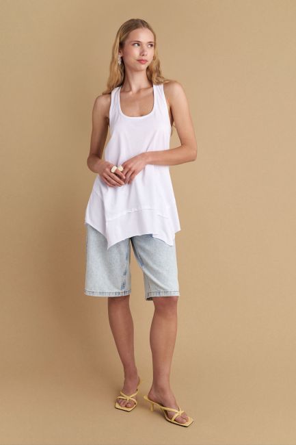 Monocrome asymmetric blouse - White