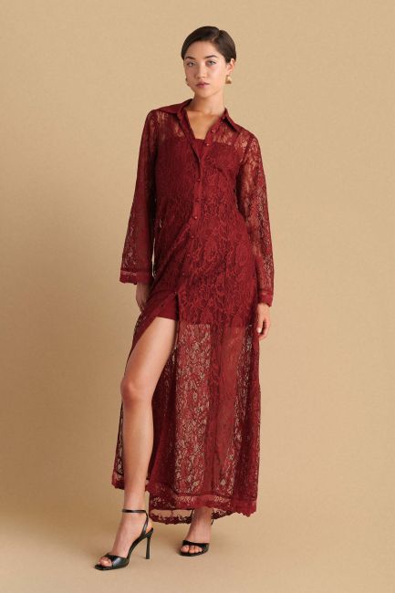 Maxi lace dress - Red